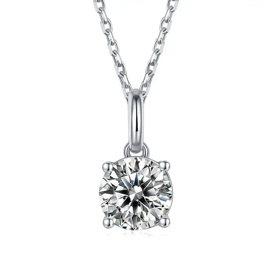925 Silver Rhodium-Plated Necklace, Created White Moissanite