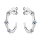 Moissanite C Hoop Wedding Earrings in 925 Sterling Silver