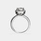 Moissanite Halo Engagement Band Ring in 925 Sterling Silver