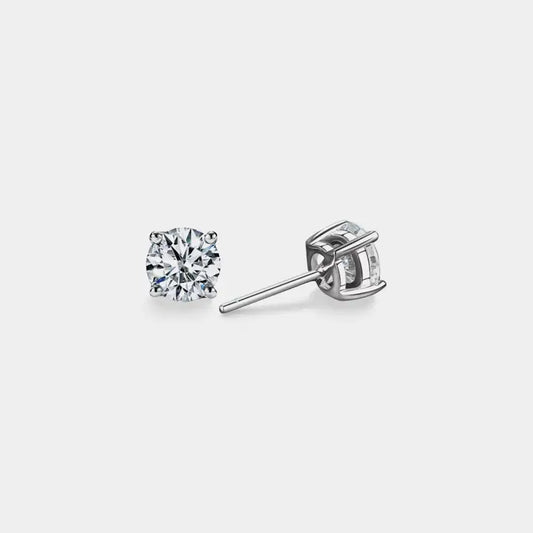 Four-Prong Moissanite Stud Earrings in 925 Sterling Silver