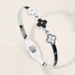 Triple Bloom Bangle – Stainless Steel Quatrefoil Hinged Bracelet