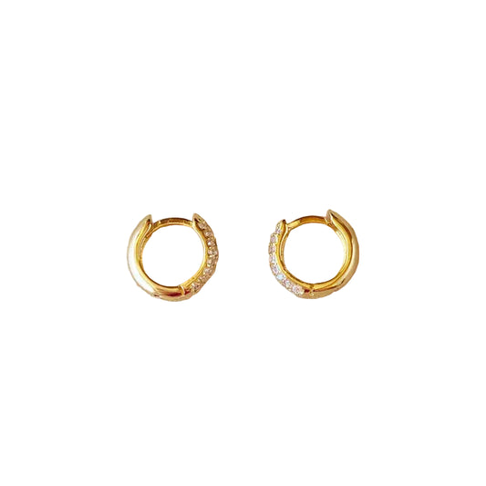 18k Gold Filled 13mm Cubic Zirconia Clicker Hoop Earrings