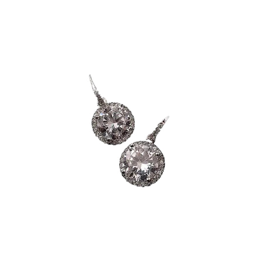 Halo Setting Stone Dangle Drop Earrings in Solid Copper