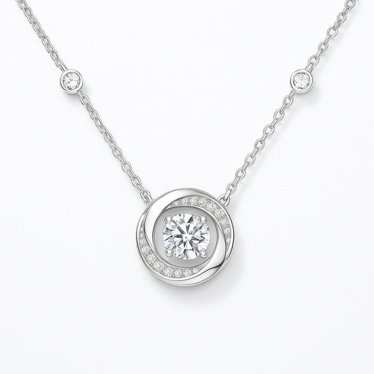 Radiance Necklace – Moissanite Dancing Stone in 925 Sterling Silver