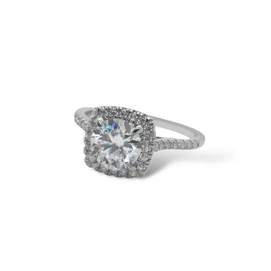 Sterling Silver 1.2CT 7.0MM Moissanite Halo Engagement Ring
