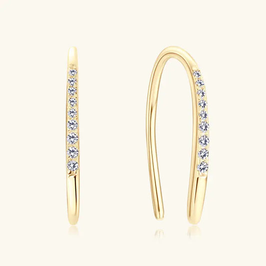 Moissanite U Shape Half Hoop Earrings in 925 Sterling Silver