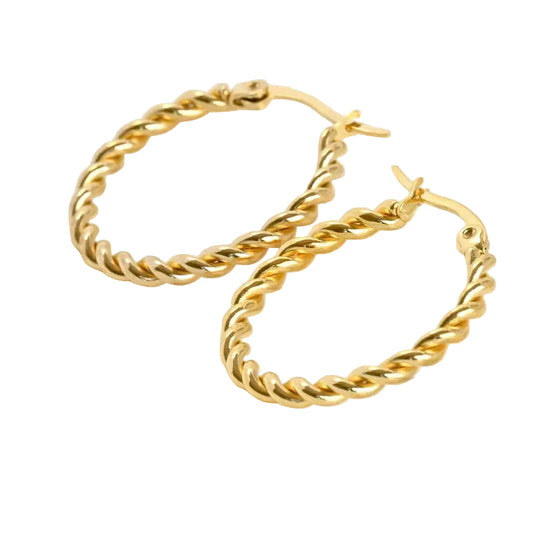 Twisted Hoops - Tarnish-Free 20 mm Thin Rope Hoop Earrings