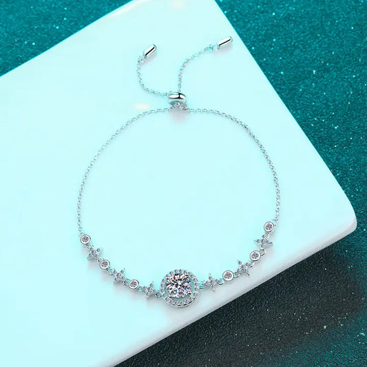Moissanite Charm Wedding Bracelet in 925 Sterling Silver