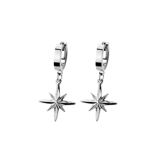 Pair of 316L Stainless Steel Huggie/Hoop Earrings with North